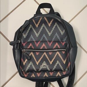 Coach Black and Multicolor Chevron Backpack